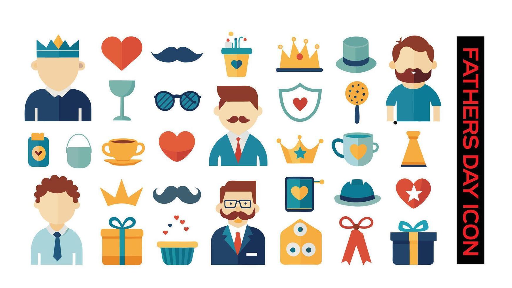 Fathers Day Flat icon pack vector illustration. set off Fathers Day icon