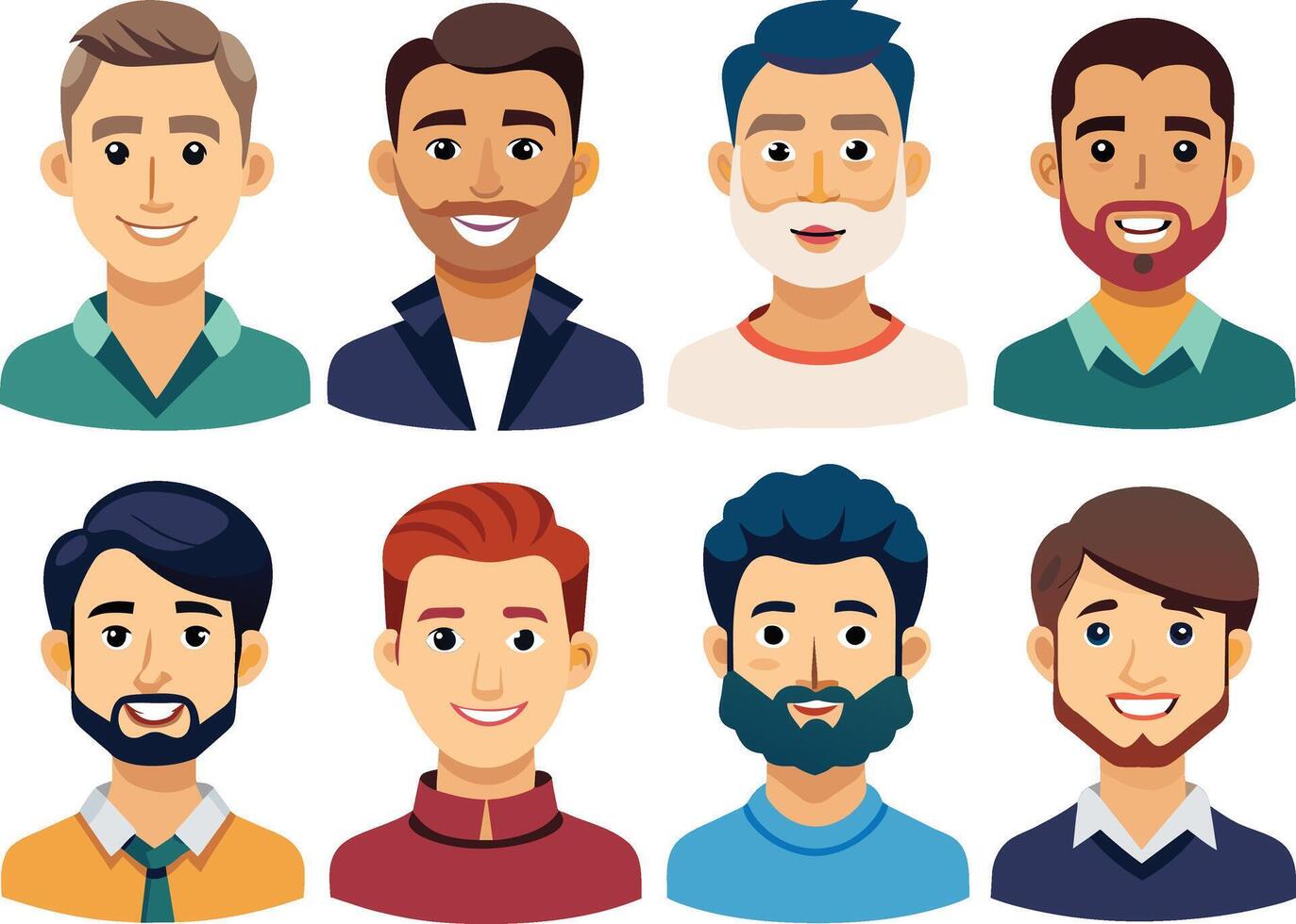 Set of people with different facial expressions. vector illustration