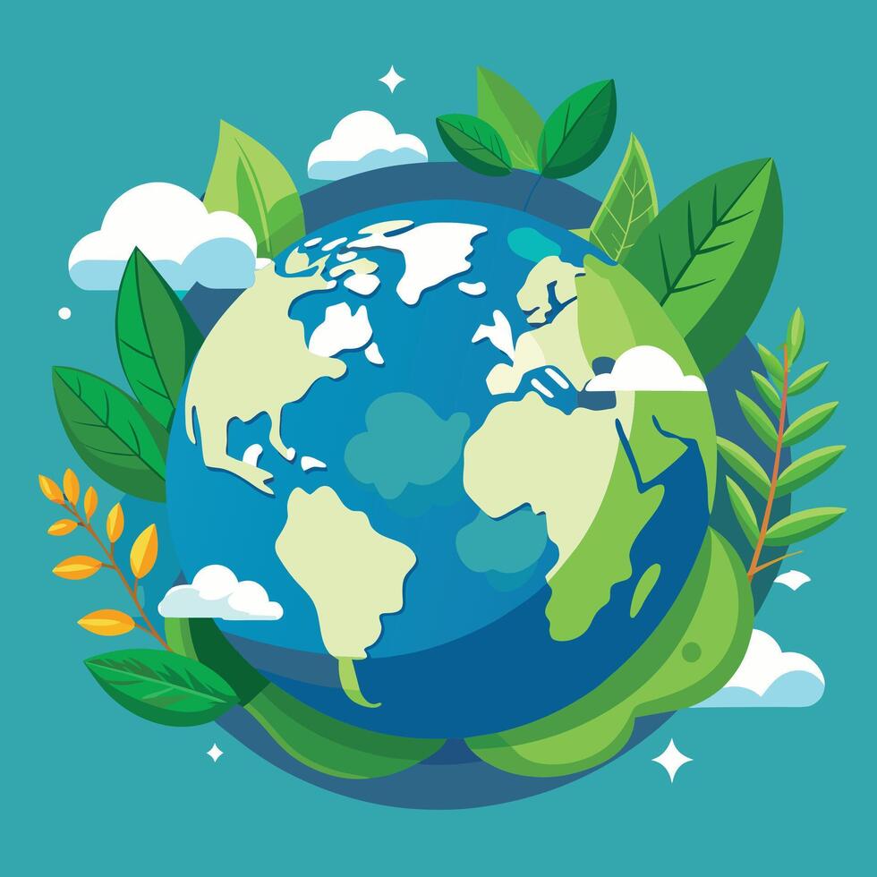 Planet earth in flat style. Earth day concept. Vector illustration.