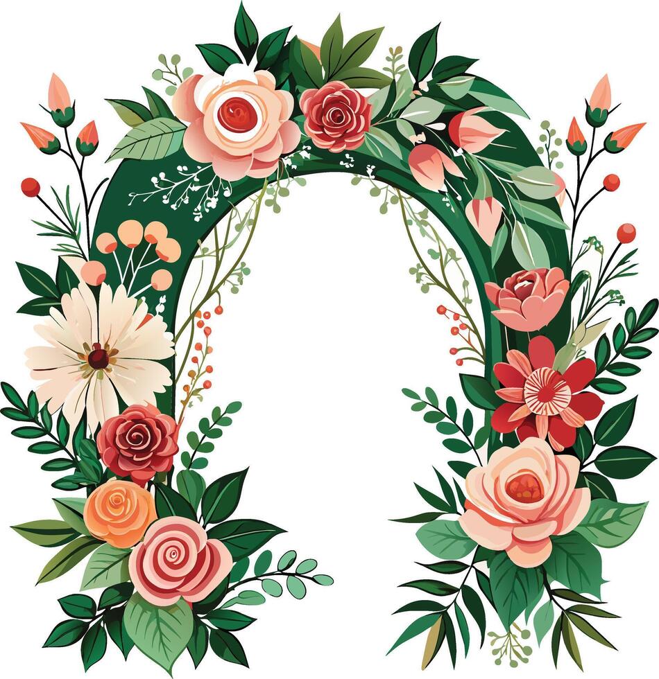 Beautiful wedding arch with flowers leaves and branches Decor for marriage ceremony Birthday party vector