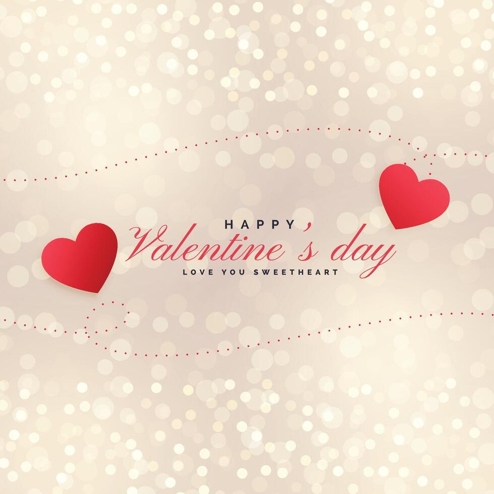 beautiful valentines day hearts on bokeh background vector
