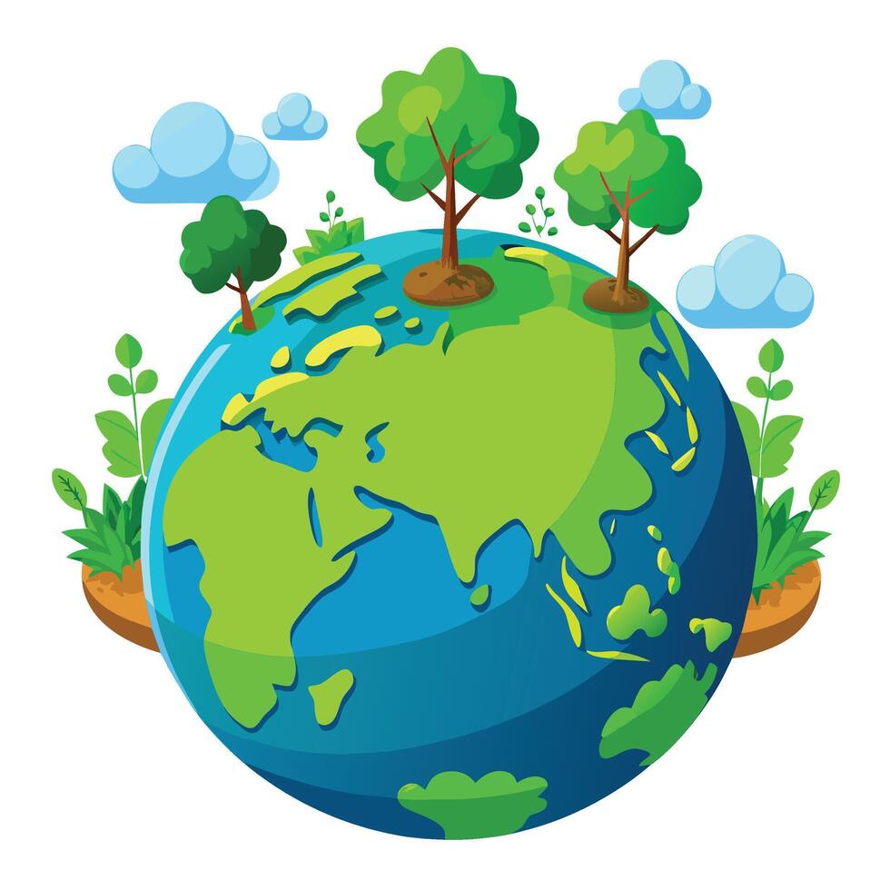 Planet earth in flat style. Earth day concept. Vector illustration.