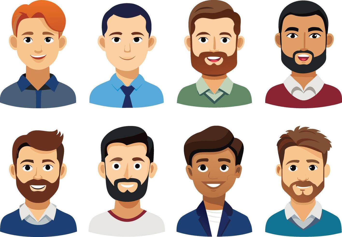 un grupo de personas con diferente facial expresiones y un blanco antecedentes. vector