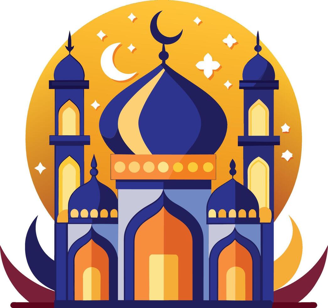 Mosque in flat style. Muslim religion. Vector illustration for your design.