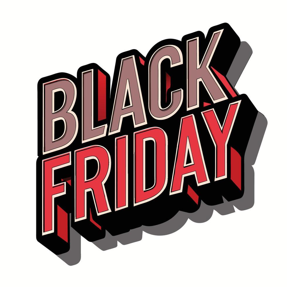 Black Friday 3d text design, vector illustration  graphic