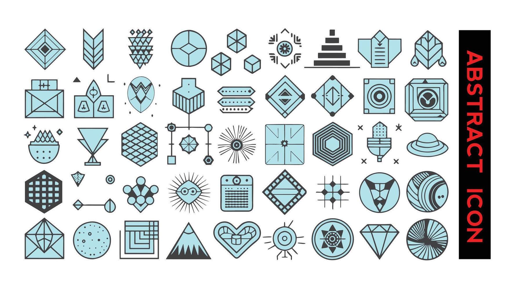 Set of vector geometrical icons in mono line style. Geometrical symbols for your design