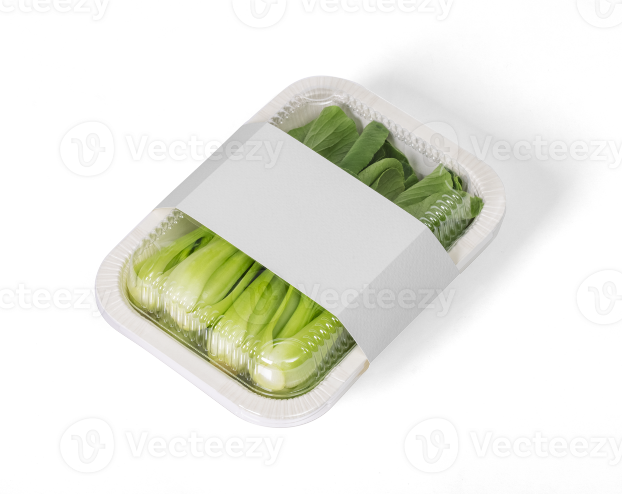 Takeaway food container round box mockup with vegetable png