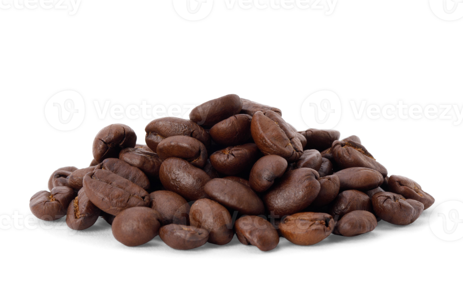 Roasted coffee beans on desk studio shot, Healthy products by organic natural ingredients concept, PNG transparency with shadow