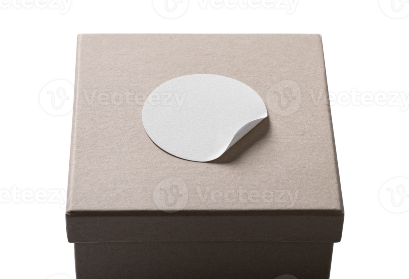 Realistic Paper Sticker Mockup Template on a Box png
