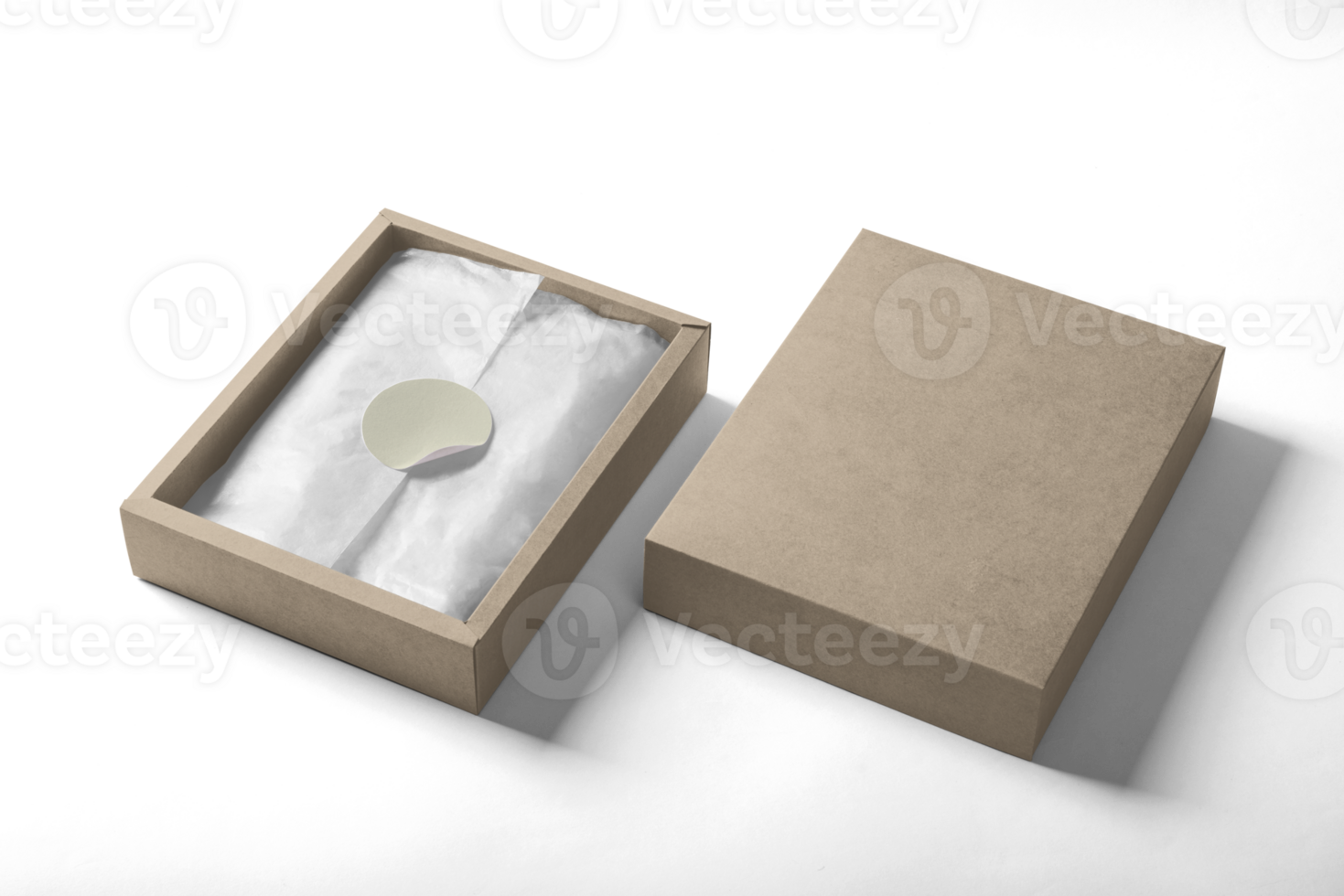 Realistic Paper Sticker Mockup Template on a Box png