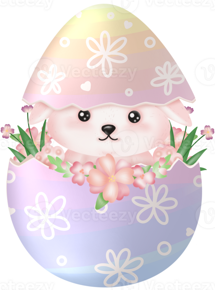 carino coniglio con fiori, Pasqua coniglietto con Pasqua uova png