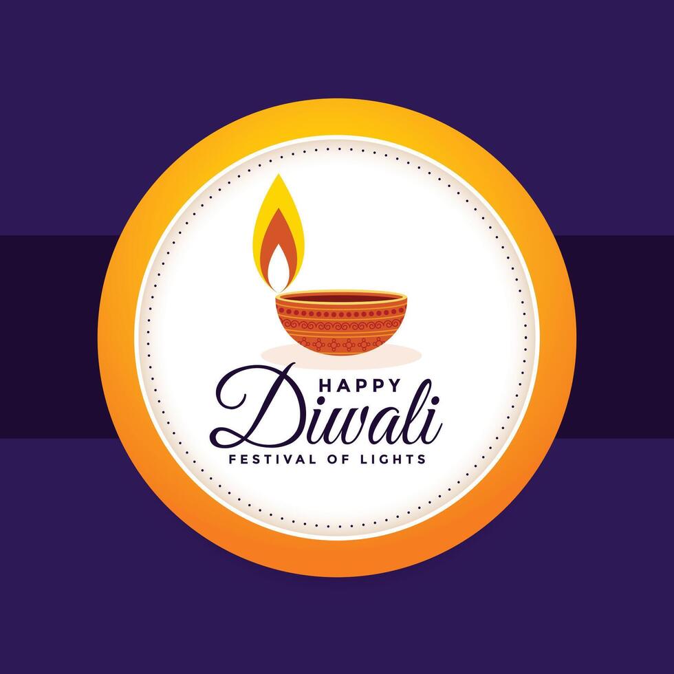 happy diwali indian festival background with diya design vector