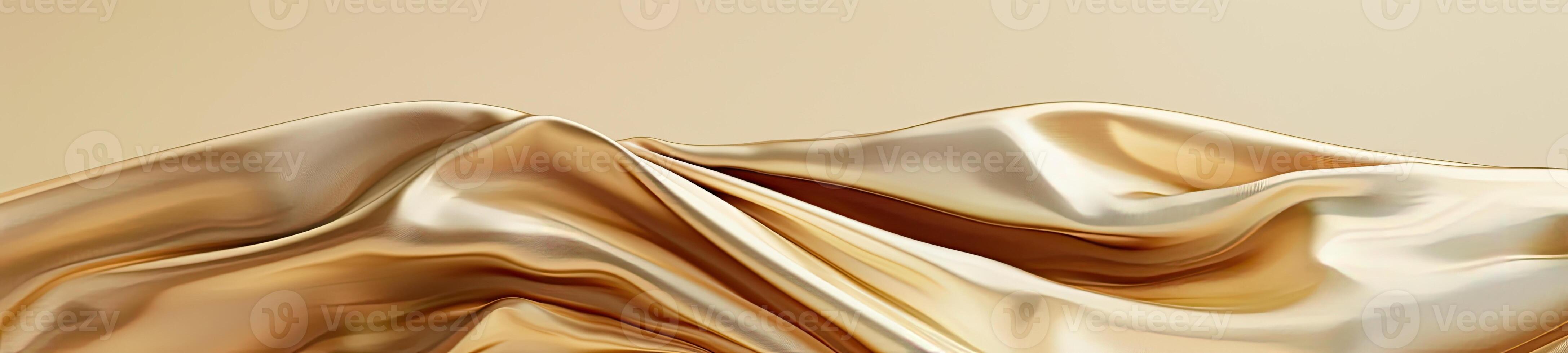 AI generated Abstract gold cloth floated on a light beige background photo