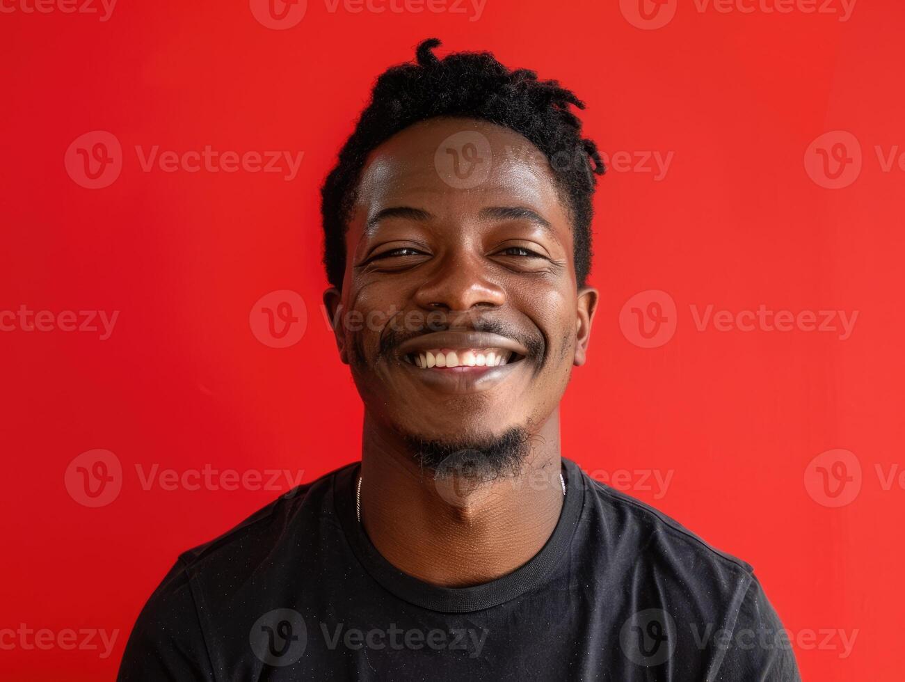 AI generated Portrait of a happy black man on colored background photo