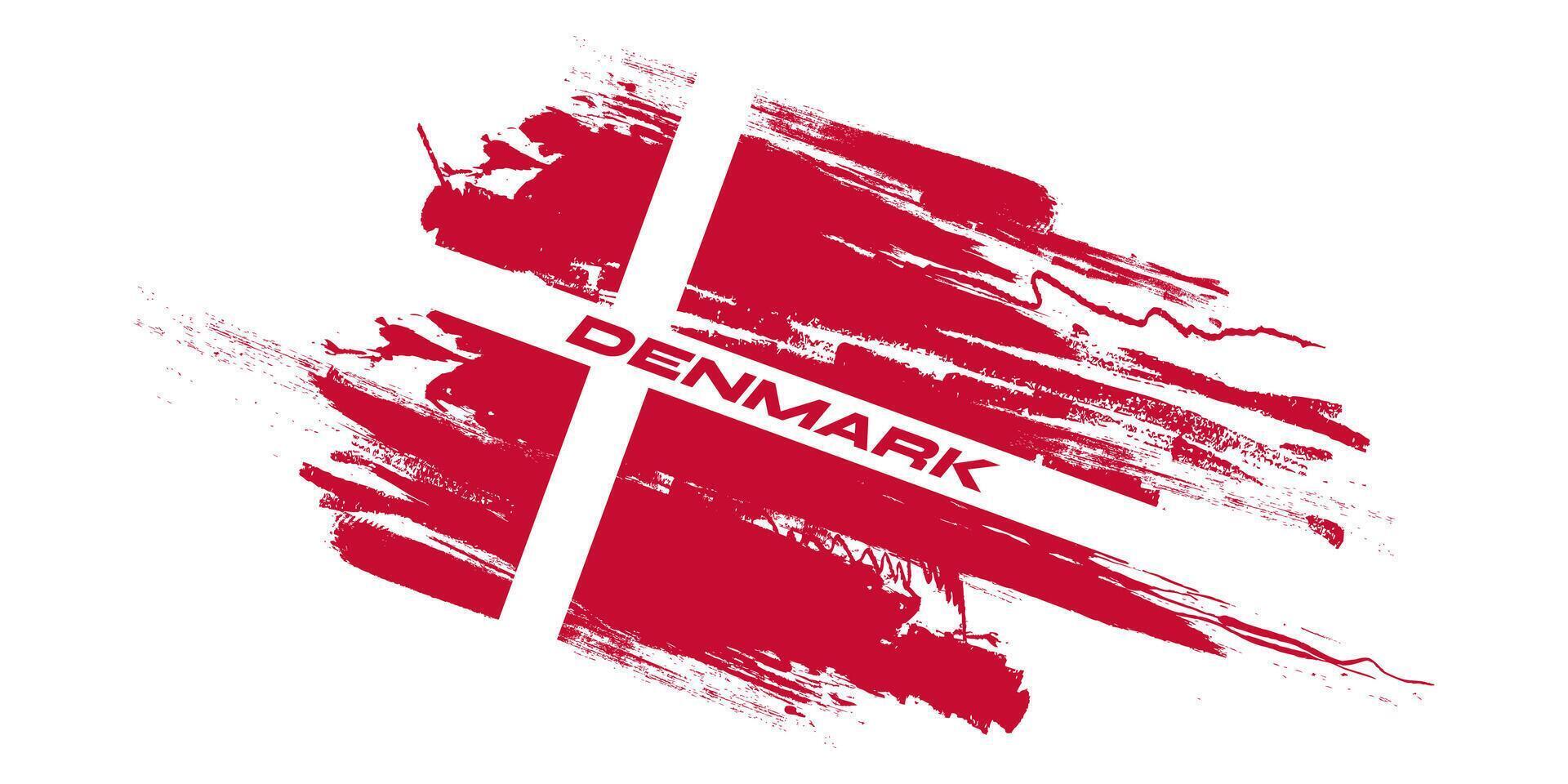 Flag of Denmark with Brush Style. Danish Flag Background with Grunge Concept vector