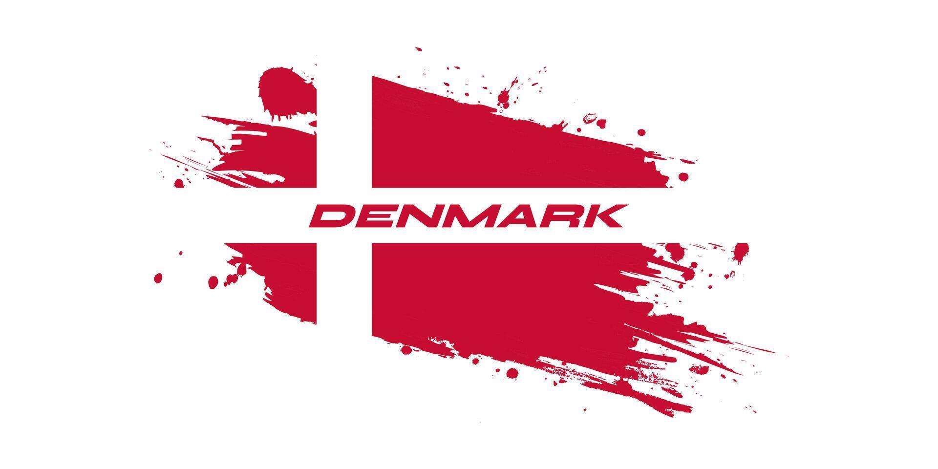 National Flag of Denmark with Brush Paint Style. Danish Flag Background with Grunge Concept vector