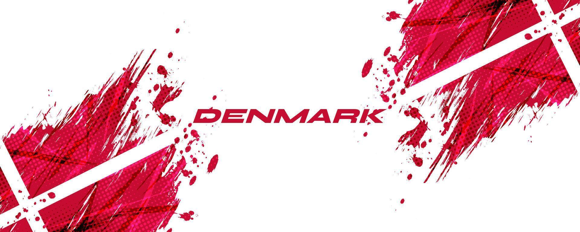 Flag of Denmark with Brush Style and Halftone Effect. Danish Flag Background with Grunge Concept vector