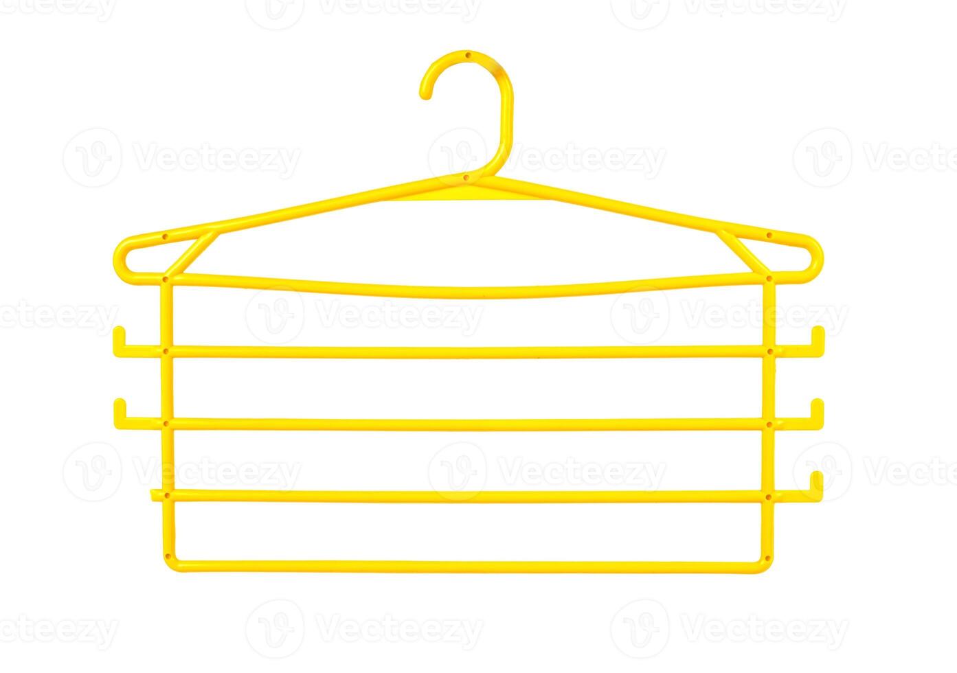 yellow hanger trempel organizer multi-tiered for clothes isolated on white background photo