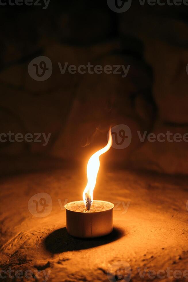 trench military candle isolated on white background. made by Ukrainian volunteers for soldiers serving on the front line. photo