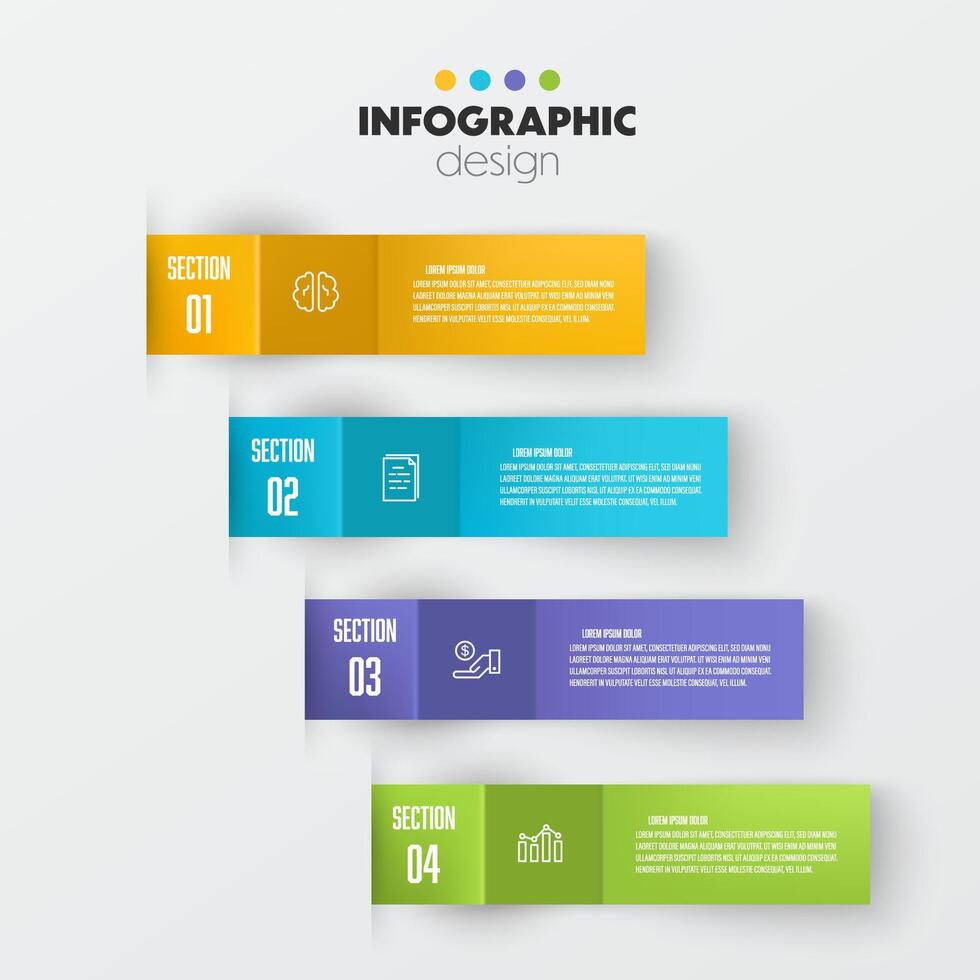 Vector infographic papers is bent template diagrame. Business concept 4 step for presentation.