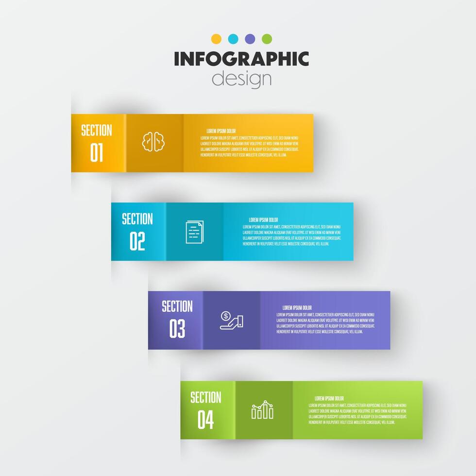 vector infografía documentos es doblado modelo diagrama. negocio concepto 4 4 paso para presentación.