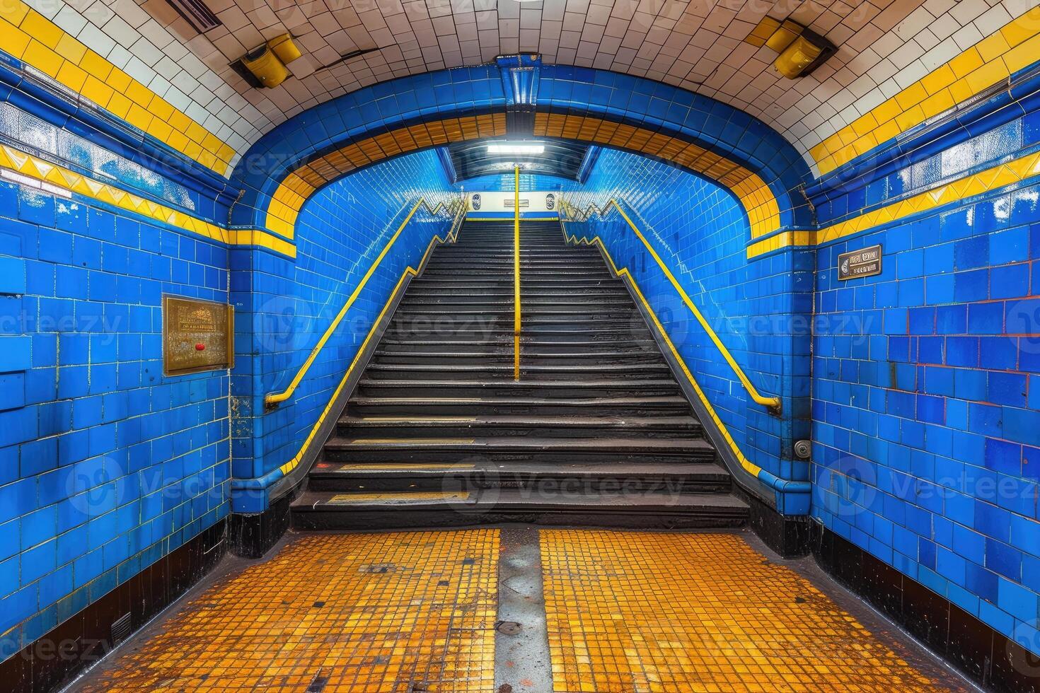 AI generated Exit and entrance staircase in public station professional photography photo