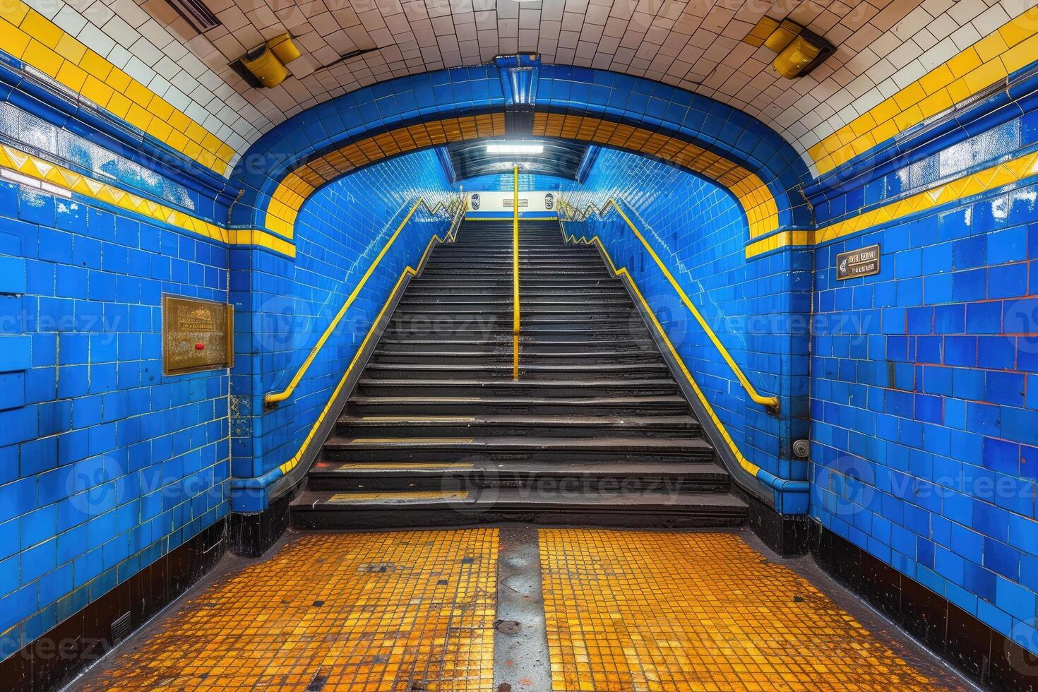 ai generado salida y Entrada escalera en público estación profesional fotografía foto