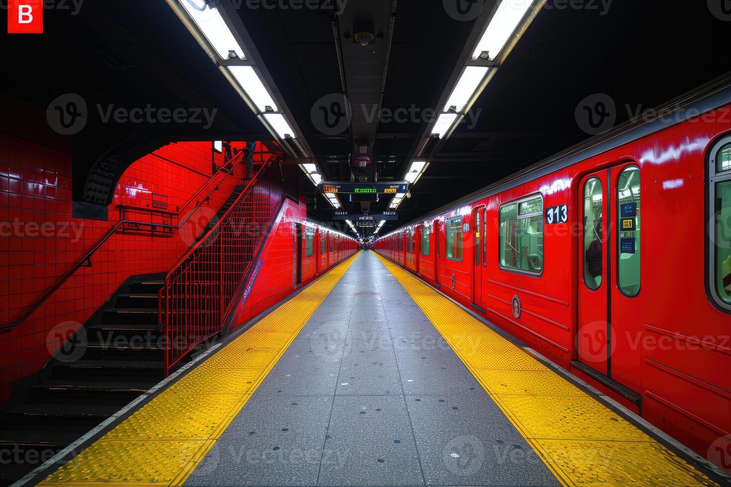 AI generated Exit and entrance staircase in public station professional photography photo