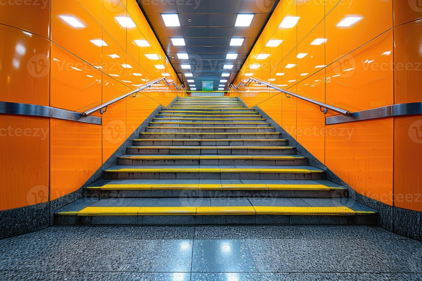 AI generated Exit and entrance staircase in public station professional photography photo