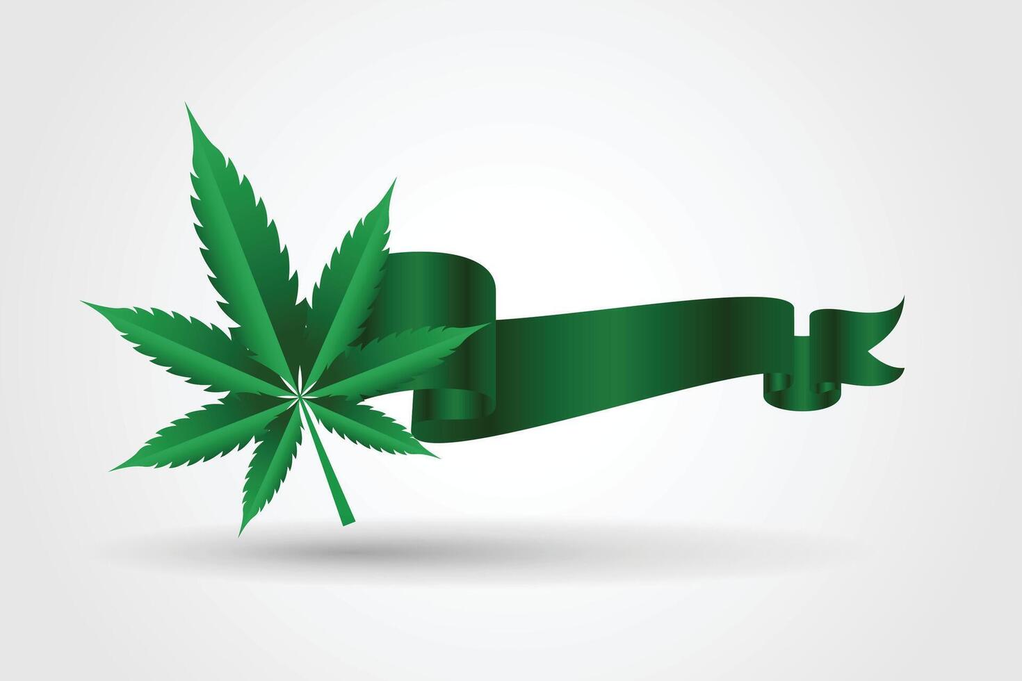 marijuana leaf with green ribbon vector