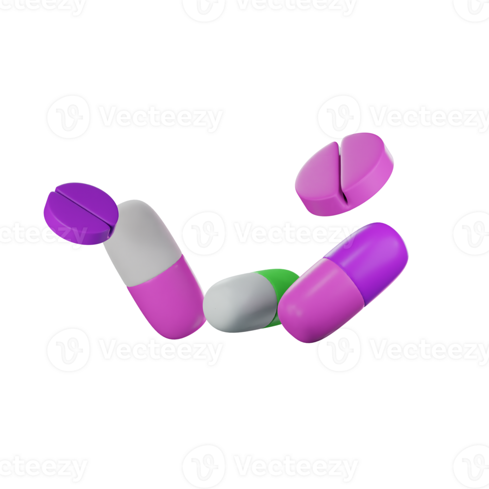 3D Capsule Pills Strip Object Icons Illustration. Suitable for mobile apps, website anda more. png