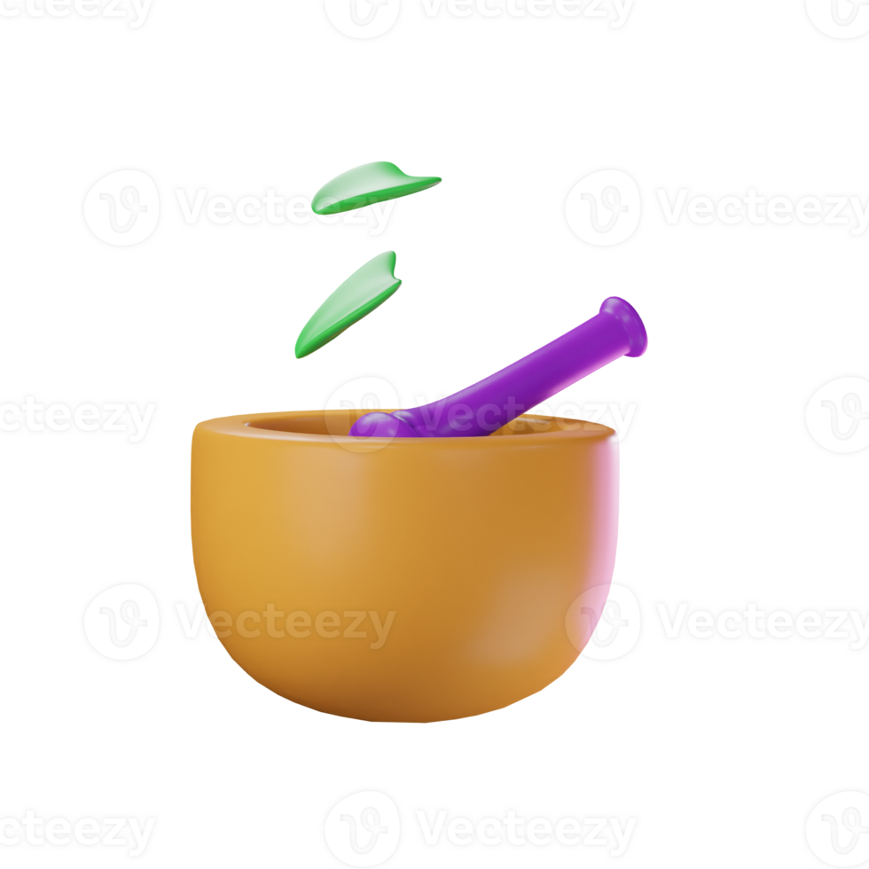 3d pestello e mortaio schiacciante pillole e compresse png