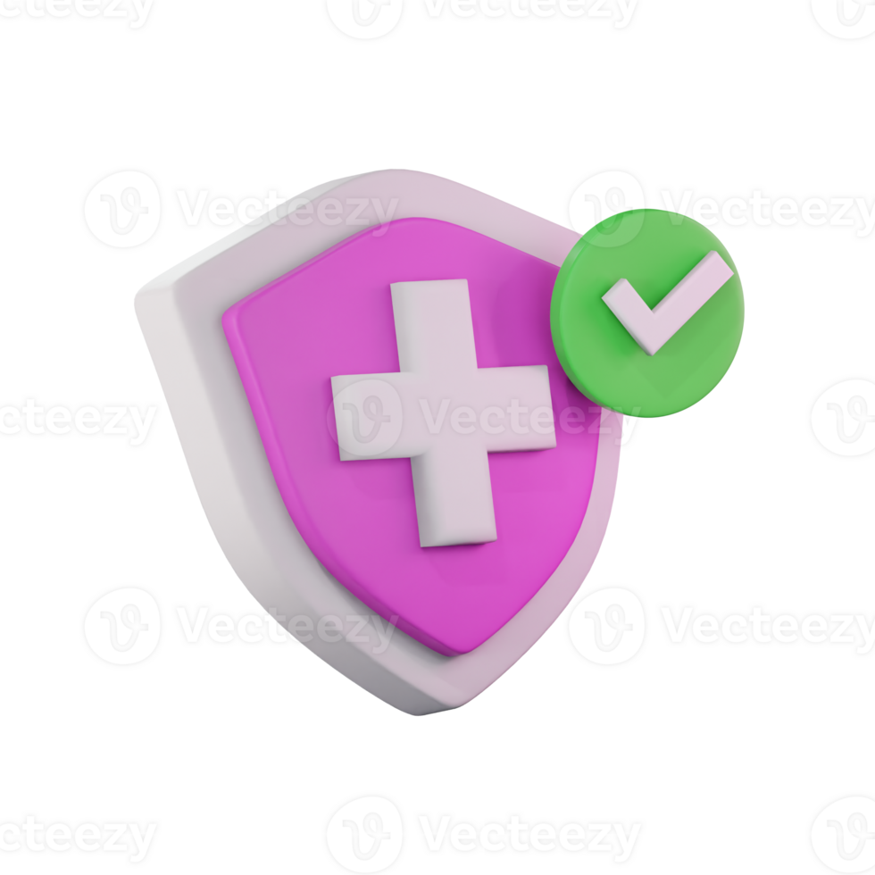 3D Healthcare Protection Shield Icons Illustration. Suitable for mobile apps website and more. png