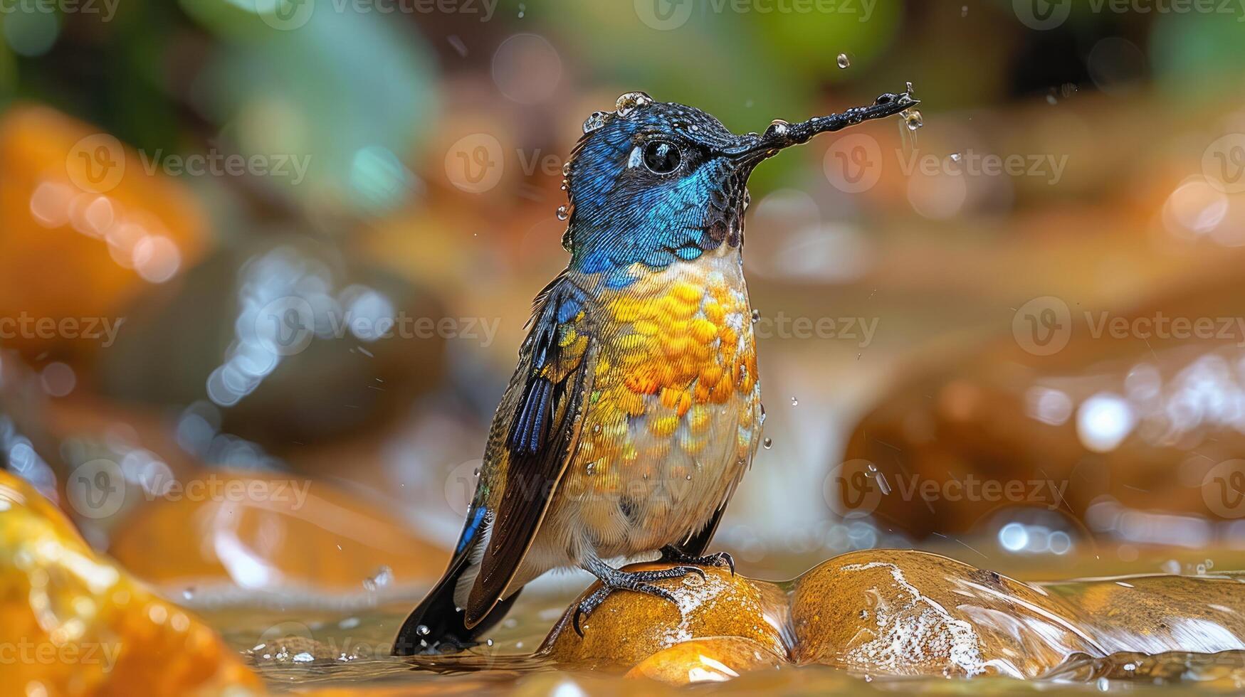 AI generated A Very beautiful hummingbird near the river photo