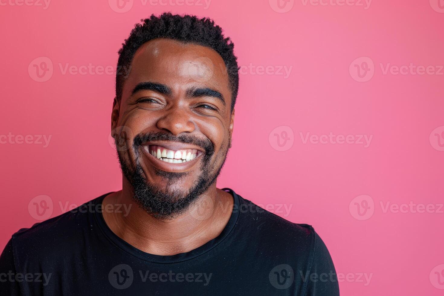 AI generated Portrait of a happy black man on colored background photo