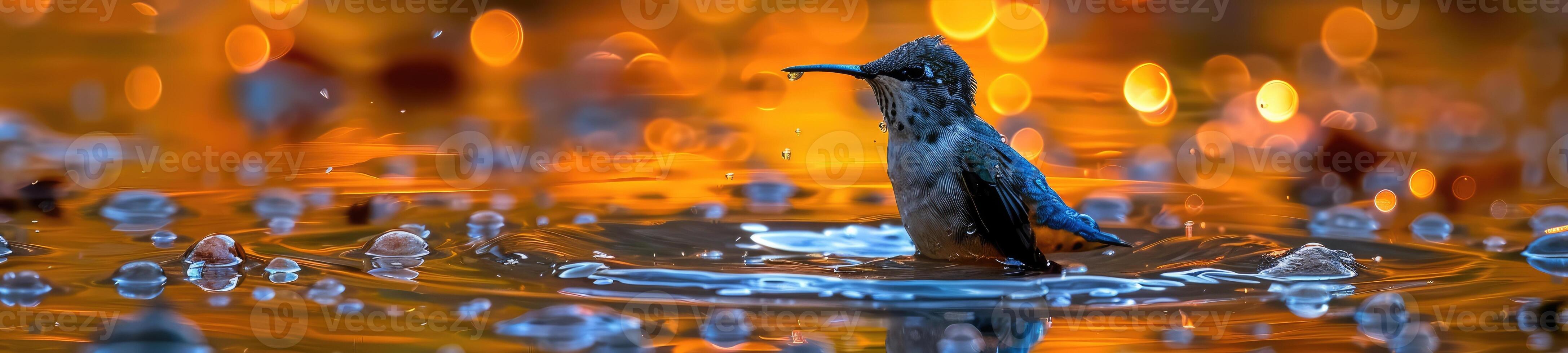 ai generado un muy hermosa colibrí cerca el río foto