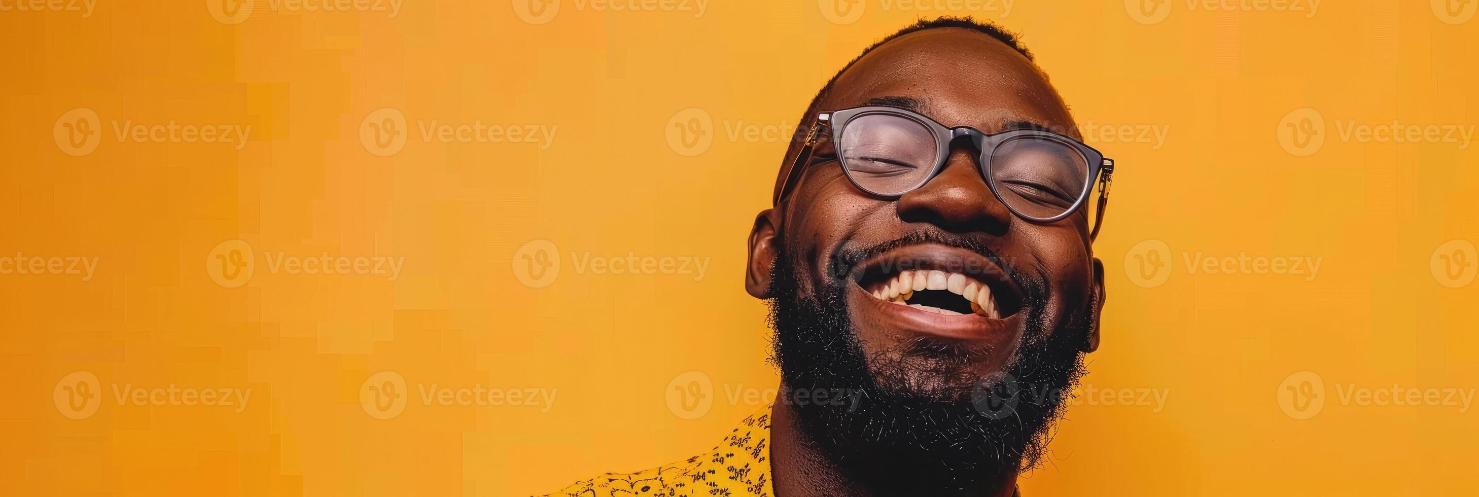 AI generated Portrait of a happy black man on colored background photo