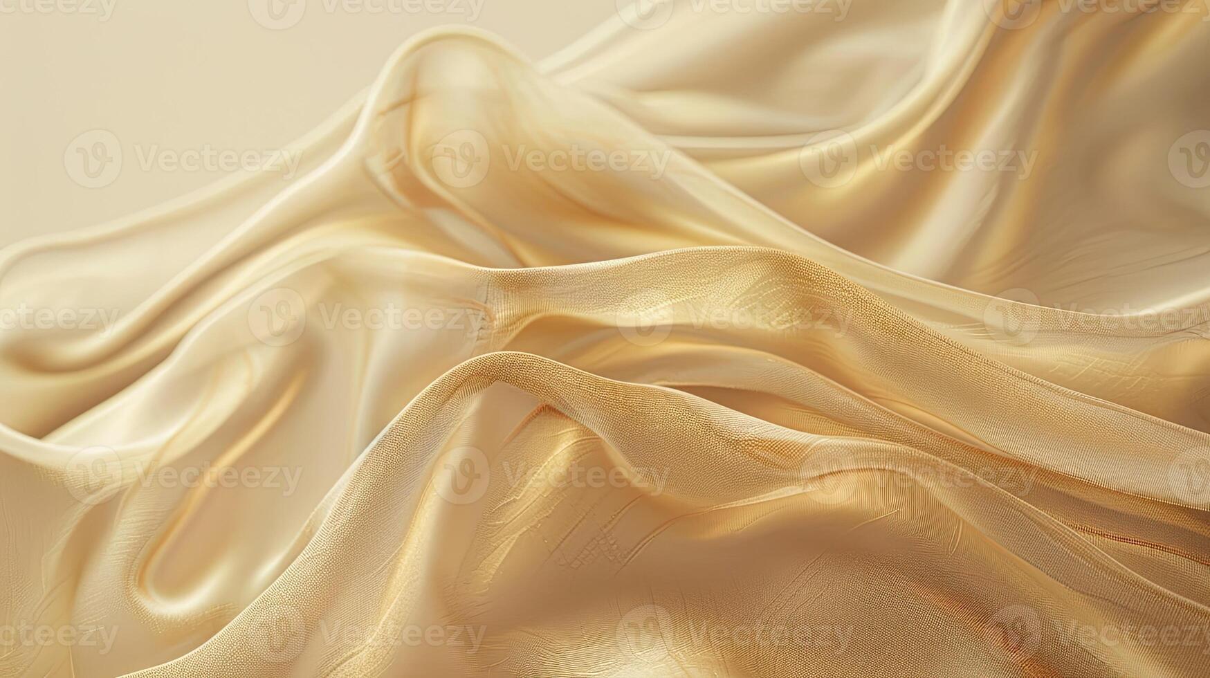 AI generated Abstract gold cloth floated on a light beige background photo