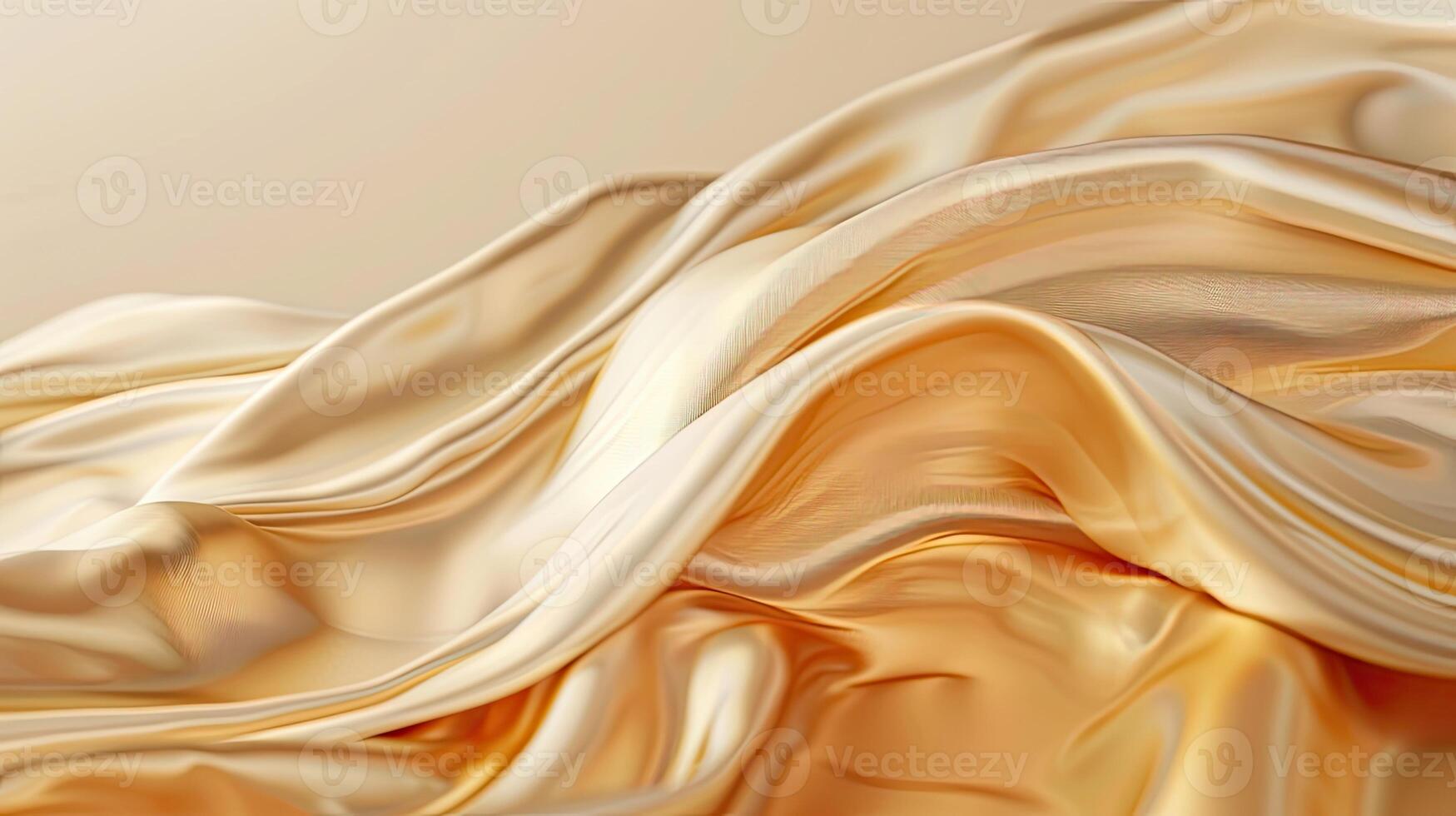 AI generated Abstract gold cloth floated on a light beige background photo