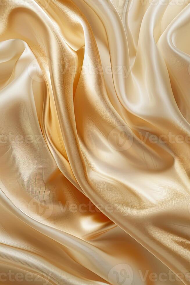 AI generated Abstract gold cloth floated on a light beige background photo