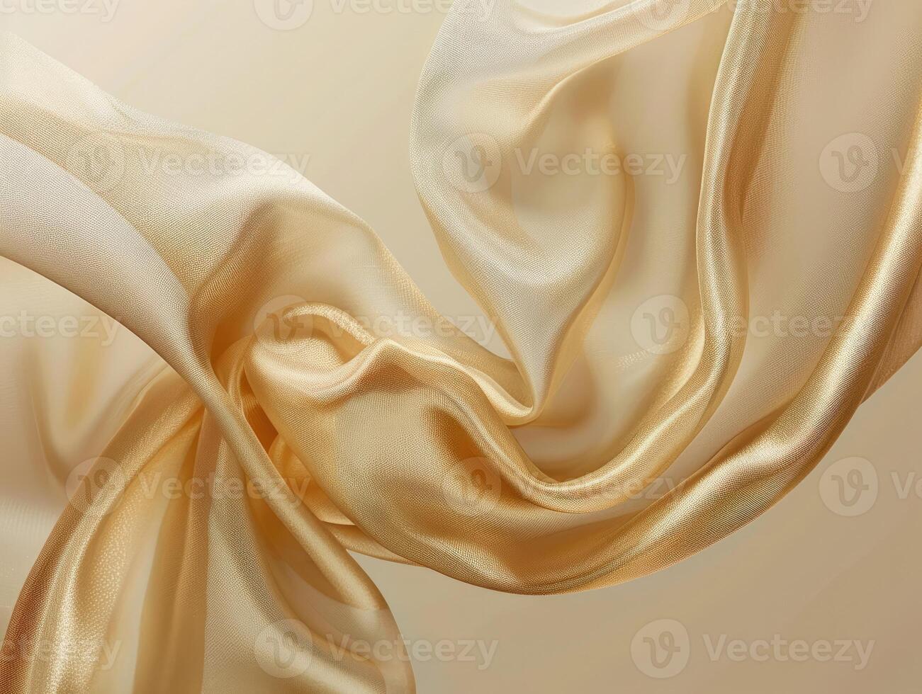 AI generated Abstract gold cloth floated on a light beige background photo