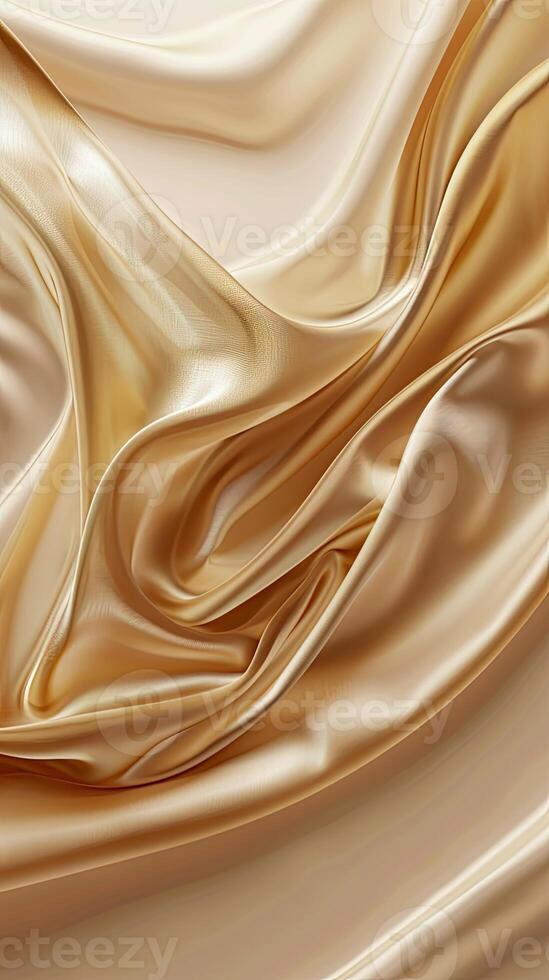 AI generated Abstract gold cloth floated on a light beige background photo