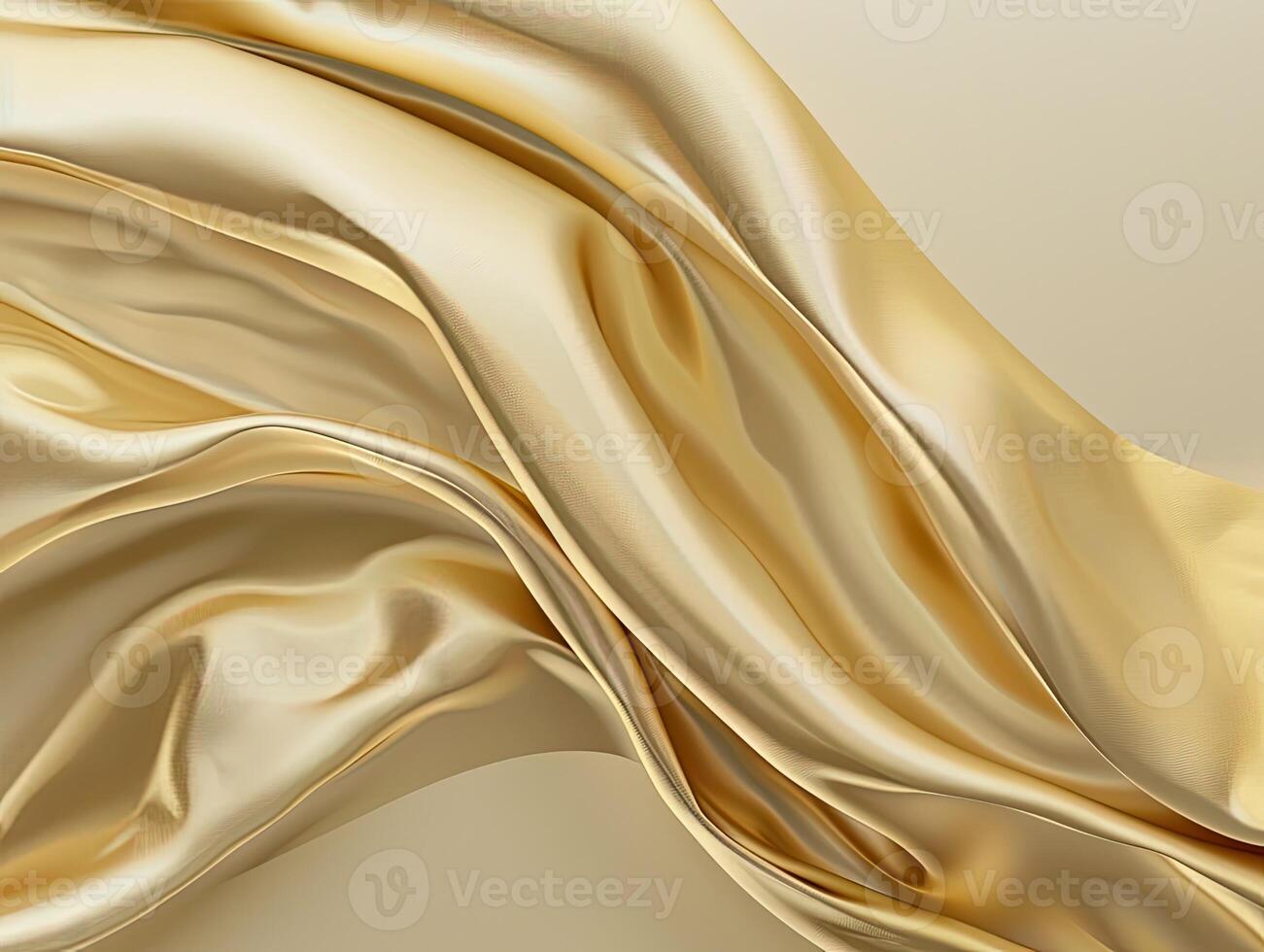 AI generated Abstract gold cloth floated on a light beige background photo