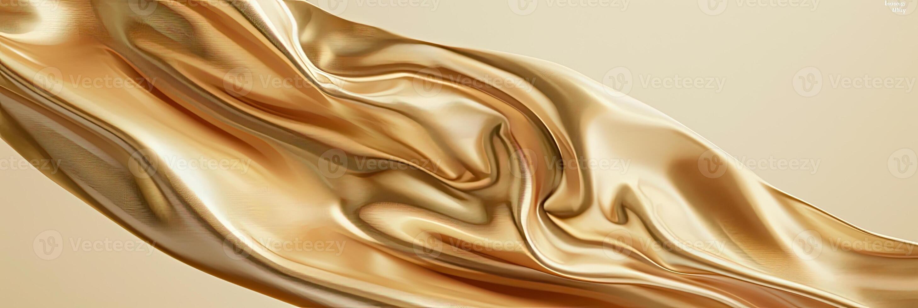 AI generated Abstract gold cloth floated on a light beige background photo