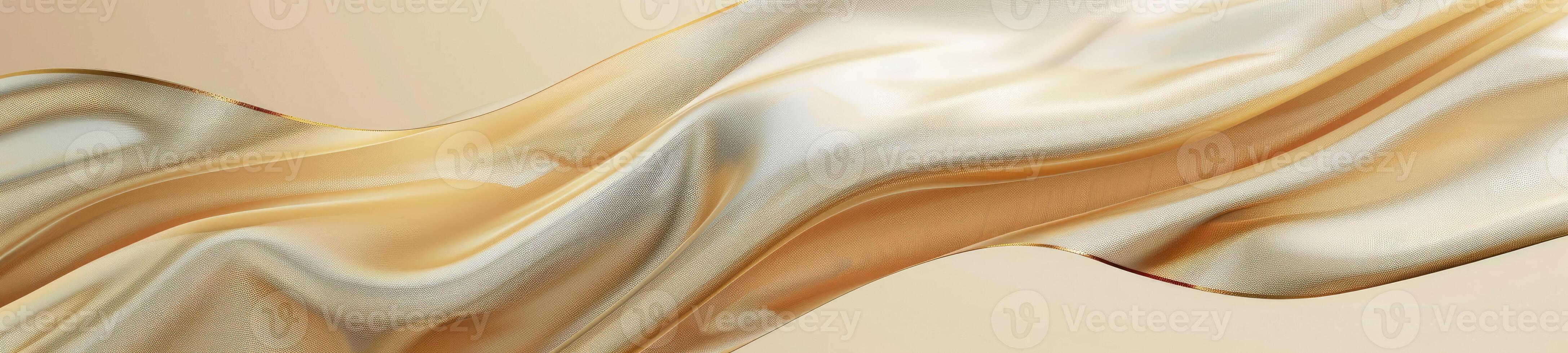 AI generated Abstract gold cloth floated on a light beige background photo