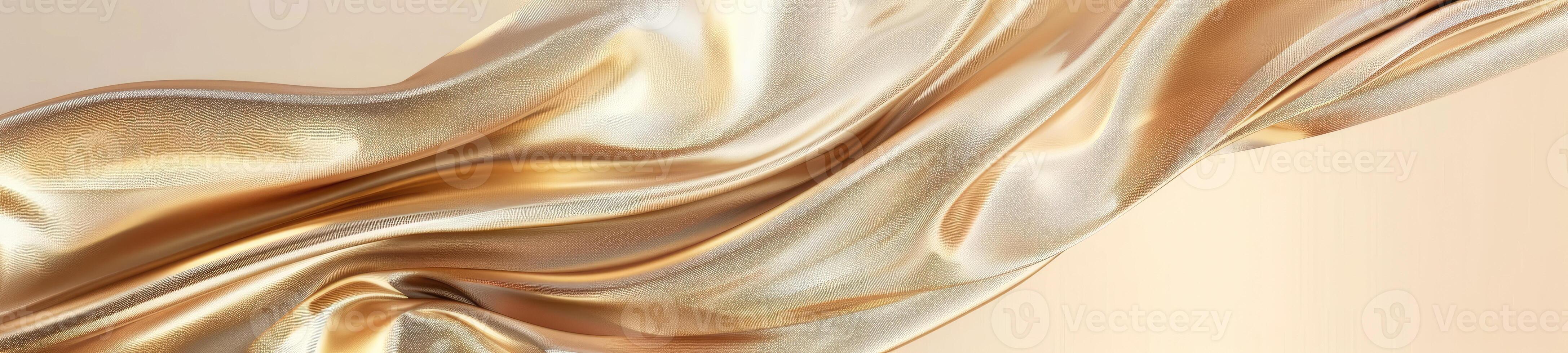 AI generated Abstract gold cloth floated on a light beige background photo