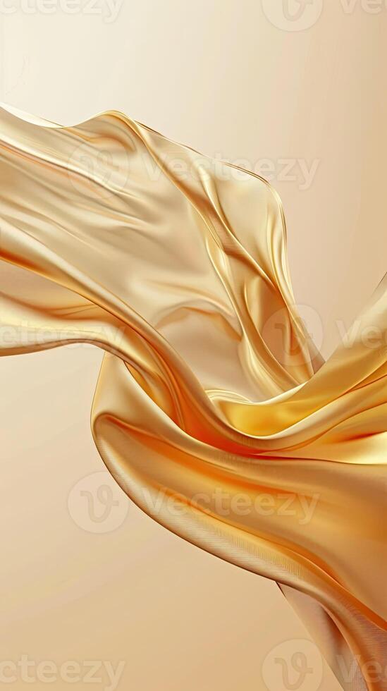 AI generated Abstract gold cloth floated on a light beige background photo