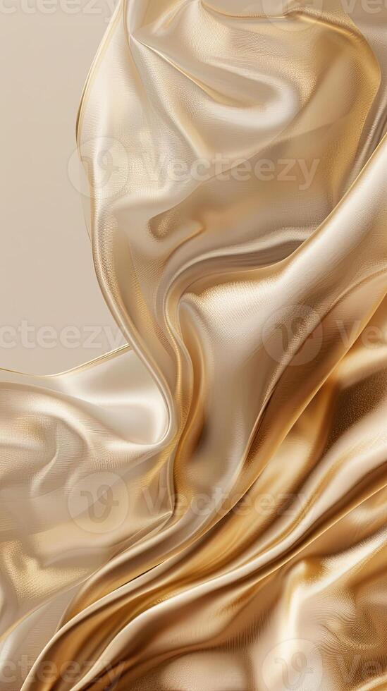 AI generated Abstract gold cloth floated on a light beige background photo
