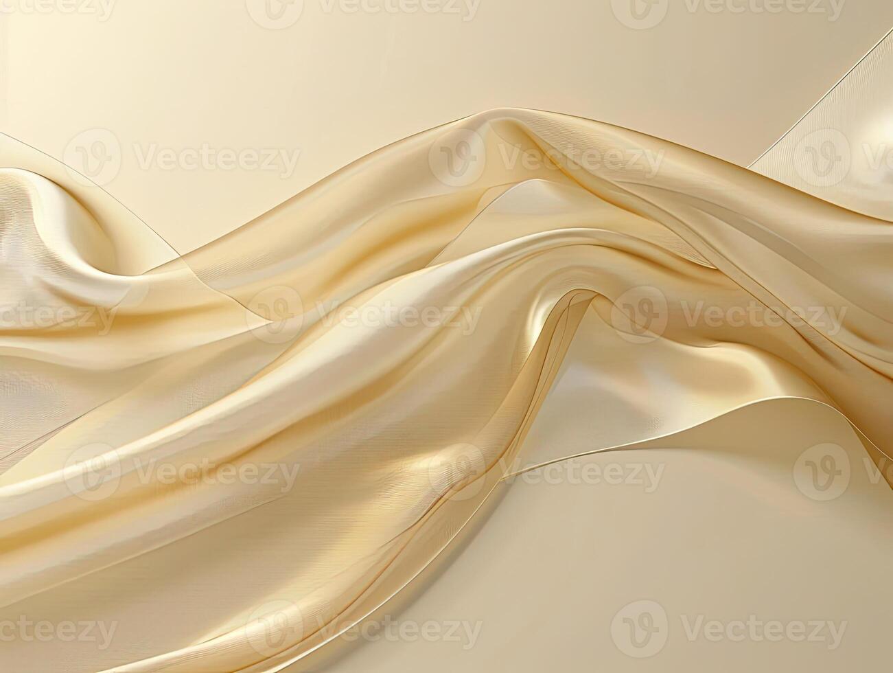AI generated Abstract gold cloth floated on a light beige background photo