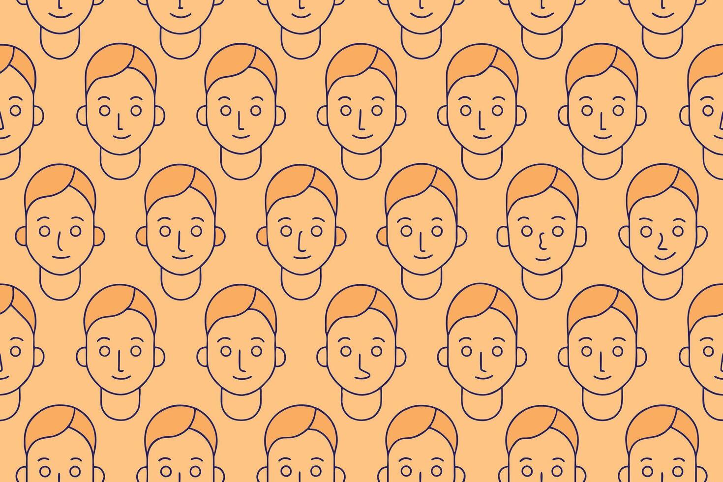 One Line Art Faces Seamless Pattern vector